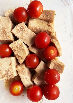 血圧血糖値トマトと高野豆腐の甘いあえもの-レシピのメイン写真
