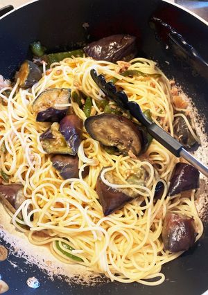 茄子とツナとピーマンあっさり味和風パスタ-レシピのメイン写真