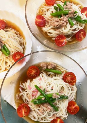 ひやむぎで冷製パスタ風-レシピのメイン写真