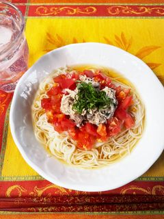 劇ウマ!ぶっかけそうめん/トマト.鯖缶-レシピのメイン写真