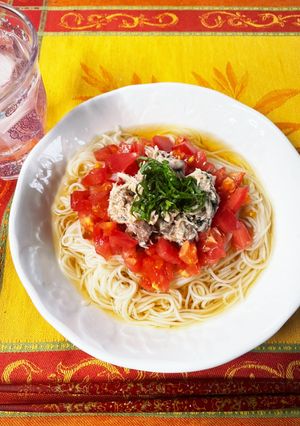 劇ウマ！ぶっかけそうめん/トマト.鯖缶-レシピのメイン写真