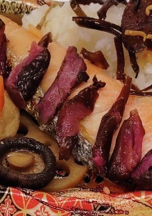 サケ弁当おかずの部 しば漬けのっけ盛り-レシピのメイン写真