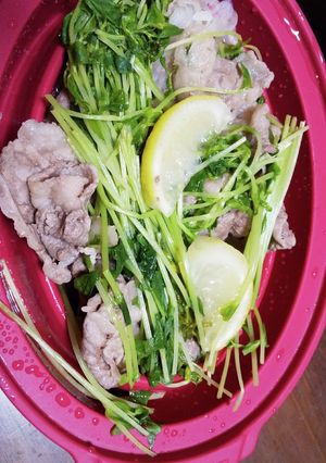 牛肉と豆苗のレンチン蒸し-レシピのメイン写真