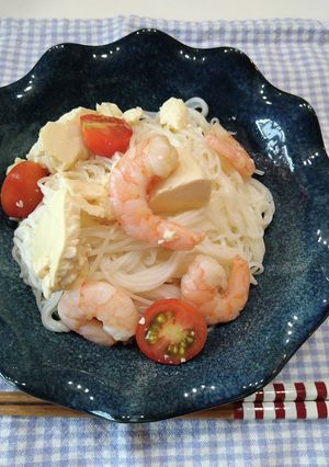 豆腐とトマトの冷やし素麺-レシピのメイン写真