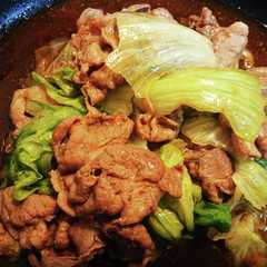 รูปของ レタスと豚肉の味噌わさび炒め