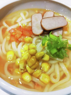 子ども向けトマト中華スープの冷かけうどん-レシピのメイン写真