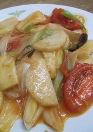 エリンギ・長芋・トマトの中華風塩炒め-レシピのメイン写真