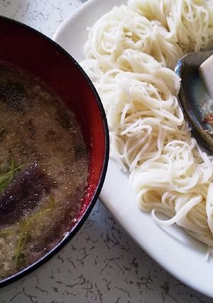 温かい茄子の味噌汁素麺-レシピのメイン写真