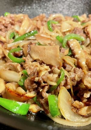 牛肉とピーマンと椎茸の味噌炒め-レシピのメイン写真