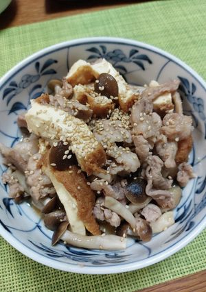 豚コマと厚揚げ、しめじの炒め物-レシピのメイン写真