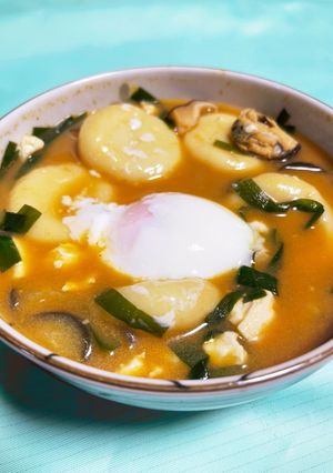 もちもち豆腐白玉とムール貝のチゲスープ♪-レシピのメイン写真