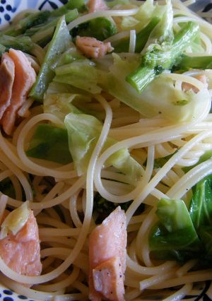 鮭と春野菜のオイルパスタ-レシピのメイン写真