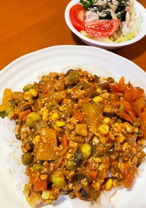 夏野菜のスパイスキーマカレー-レシピのメイン写真