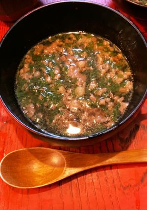 牛肉とモロヘイヤのスープ-レシピのメイン写真