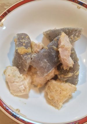 鶏むね肉とこんにゃくの白味噌すりごま和え-レシピのメイン写真