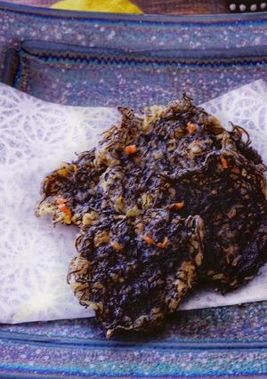 カリもちっ！もずくの薄焼き天ぷら・梅風味-レシピのメイン写真