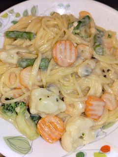 シーフード洋風野菜のレモンクリームパスタ-レシピのメイン写真