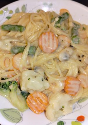 シーフード洋風野菜のレモンクリームパスタ-レシピのメイン写真