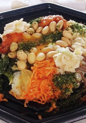 “ビビンバ弁当” «蒸し大豆&温泉玉子»-レシピのメイン写真