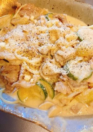 豚バラとズッキーニのクリームパスタ-レシピのメイン写真