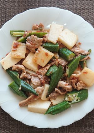 豚肉とオクラと山芋の梅肉ソース-レシピのメイン写真