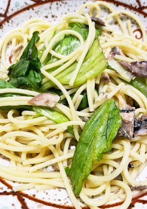 サバ缶とレタスのスパゲティ-レシピのメイン写真