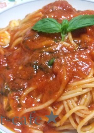 簡単バジルのトマトソースパスタ-レシピのメイン写真