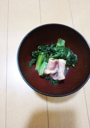 油菜とベーコンの塩炒め-レシピのメイン写真