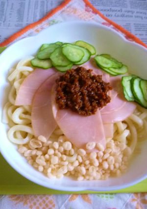 醤油うどん風冷やしうどん71ロースハム-レシピのメイン写真