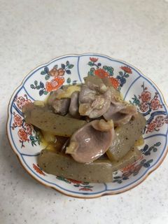 おつまみに!砂肝と蒟蒻の炒め-レシピのメイン写真
