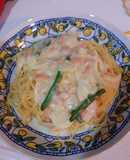 シチュールーから紅鮭クリームパスタ