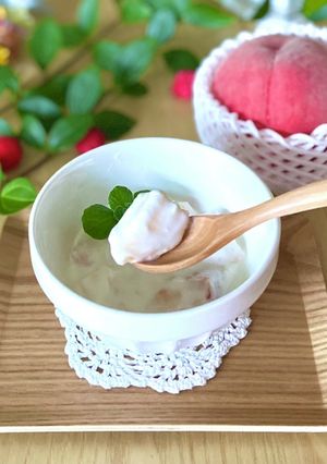 ★桃ヨーグルト★腸活&変色防止に-レシピのメイン写真