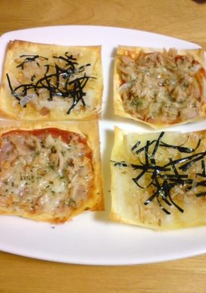 ワンタンｏｒ餃子の皮で簡単パリッとピザ♪-レシピのメイン写真