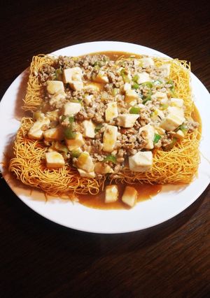 簡単☆麻婆豆腐皿うどん-レシピのメイン写真