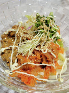 簡単5分 納豆キムチサラダうどん-レシピのメイン写真