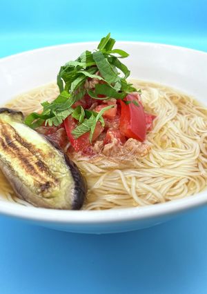 トマトツナまるごと焼きなすのかけそうめん-レシピのメイン写真