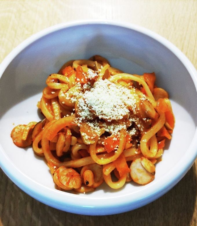 子ども向けナポリタンうどん by むーむー☆育休済パパ 【クックパッド