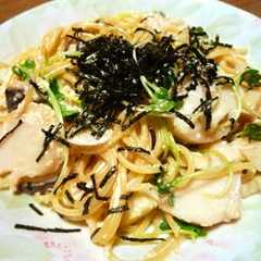 รูปของ 帆立のたらマヨパスタ