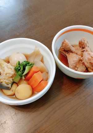 熱々手羽元煮と冷え冷え野菜煮-レシピのメイン写真
