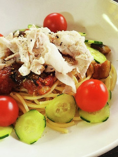 茄子と豚しゃぶ肉の冷製パスタ-レシピのメイン写真
