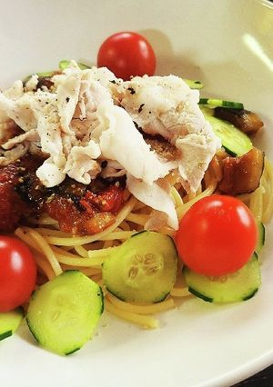 茄子と豚しゃぶ肉の冷製パスタ-レシピのメイン写真