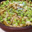 ホタテのヒモと枝豆のアヒージョ