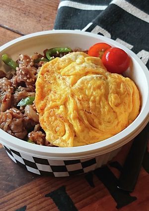 10分弁当★豚ピーマンのこってり炒め弁当-レシピのメイン写真