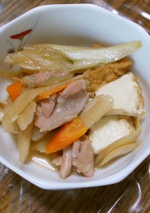 厚揚げと鶏肉とごぼうの卵とじ煮物-レシピのメイン写真
