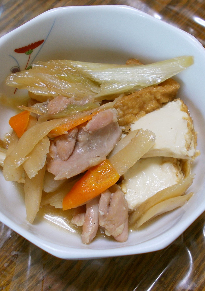 厚揚げと鶏肉とごぼうの卵とじ煮物-レシピのメイン写真