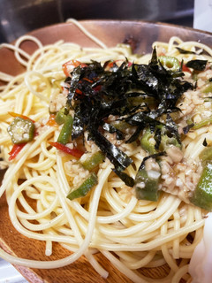 オクラトマト納豆のガーリックパスタ♡-レシピのメイン写真