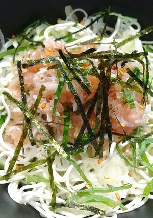 たらことしらすと薬味の冷たい豆腐そうめん-レシピのメイン写真