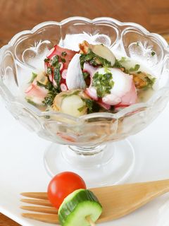 レンジで!ベビーホタテとタコの大葉マリネ-レシピのメイン写真