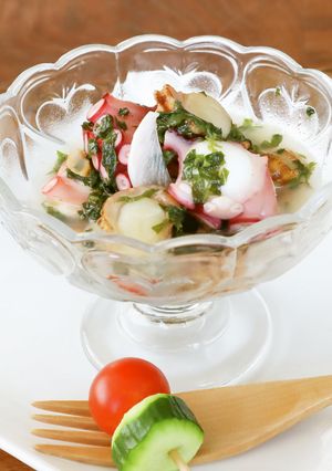 レンジで！ベビーホタテとタコの大葉マリネ-レシピのメイン写真