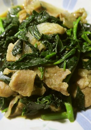 モロヘイアと豚肉の炒め物-レシピのメイン写真